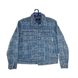 Gosha Rubchinskiy x PACCBET Men's Monogram Motif All-Over Blue Denim Jacket S